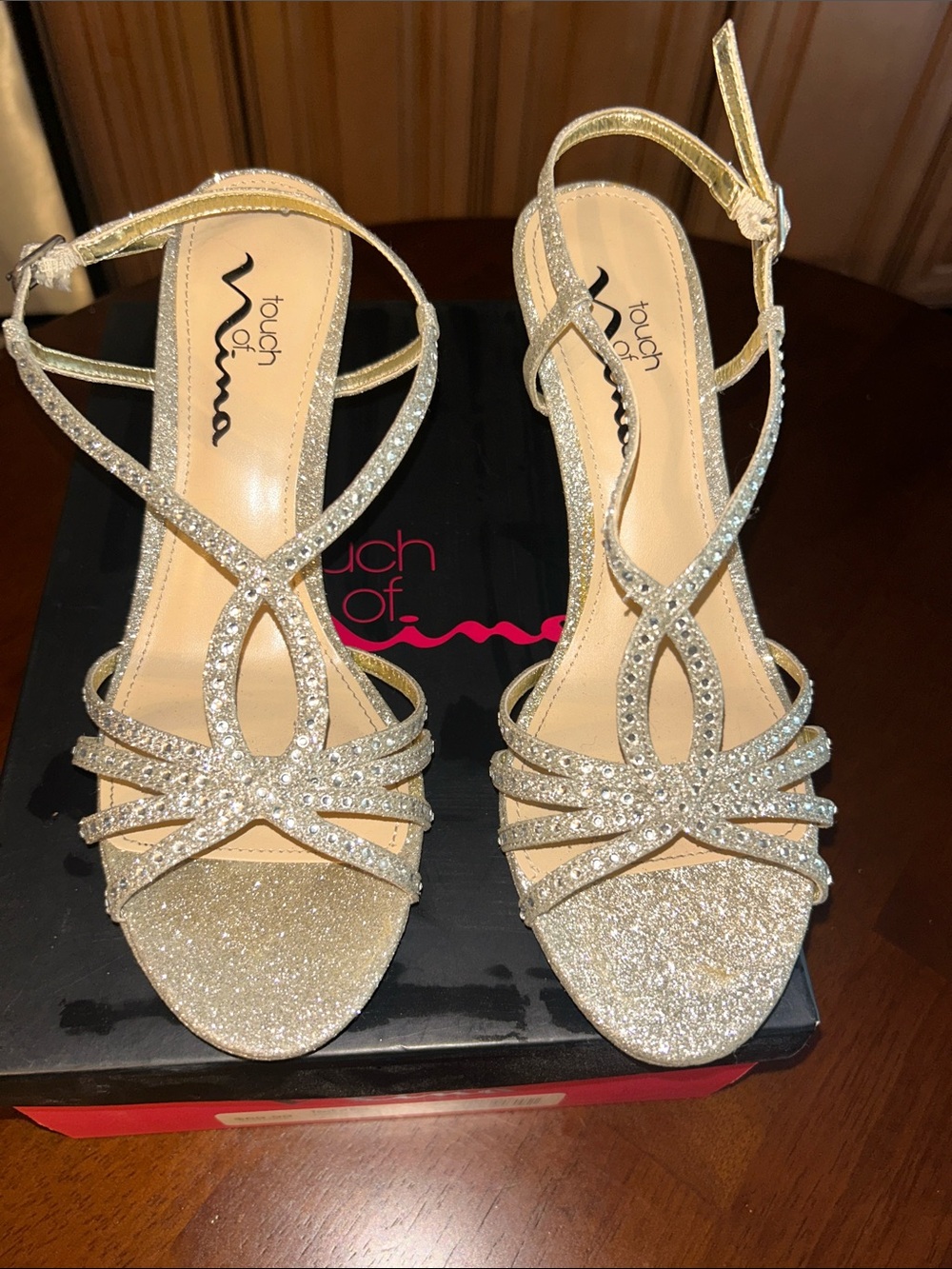 Touch of Nina Glittering Gold Strappy Heels